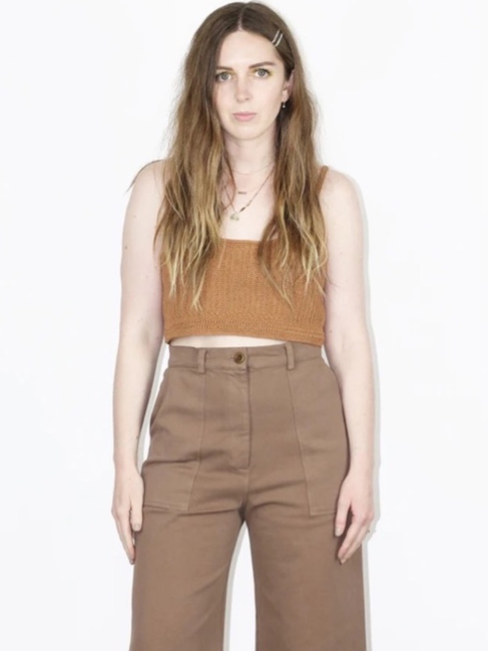 FIRST RITE High-Rise Wide-Leg Cropped Pants In Cocoa - Picture 2 of 16